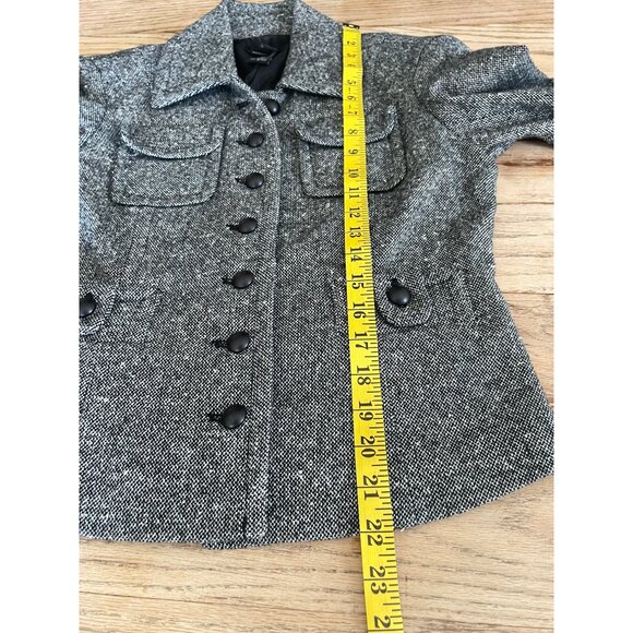Moda International Tweed Wool Blend Jacket Blazer Womens 4 Black Button Up - Picture 7 of 7